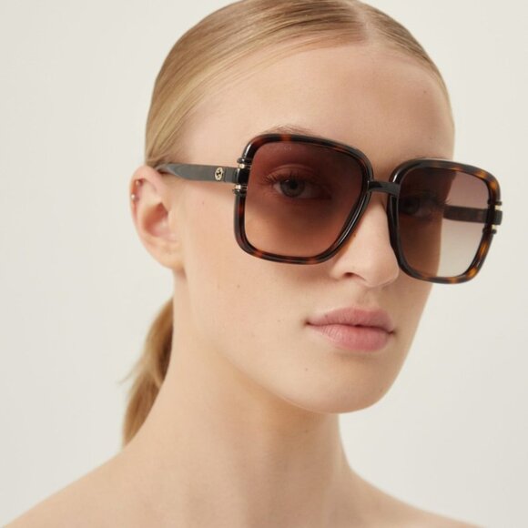 NEW GG1066S 002 WOMEN’S SUNGLASSES GUCCI GG 1066S 002 GUCCI SQUARE SHAPE HAVANA - Picture 2 of 15
